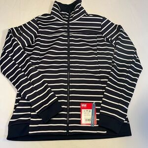 Helly Hansen Navy and White Striped Fleece Jacket